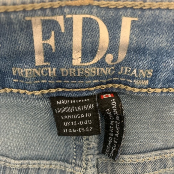 FDJ French Dressing Jeans Olivia Slim Ankle Sky Blue Floral Embroidered Jeans 10 - Picture 12 of 14